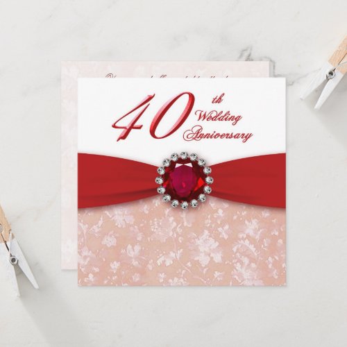 Damask 40th Wedding Anniversary Invitation