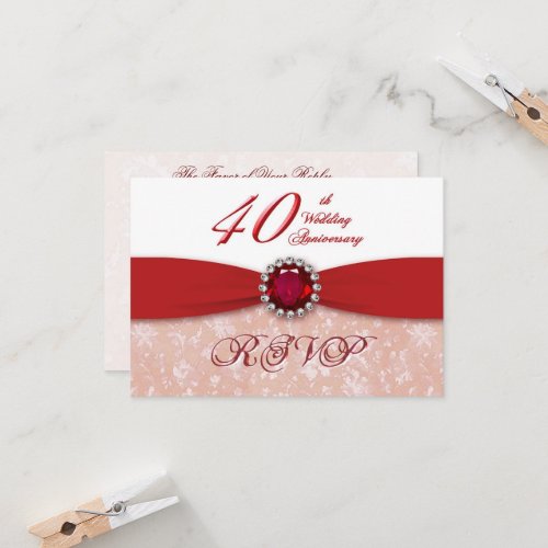 Damask 40th Wedding Anniversary Invitation