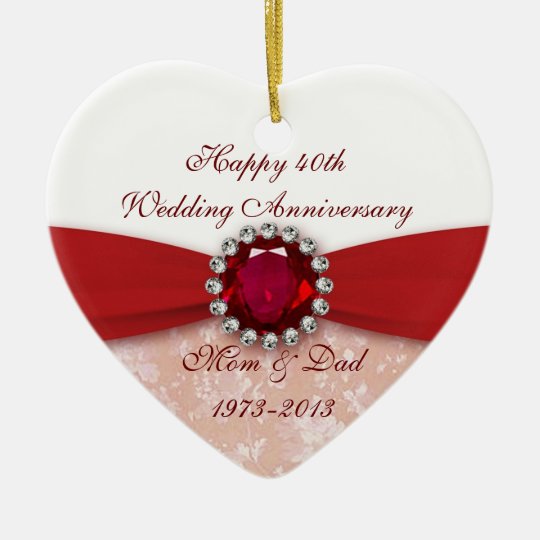 Damask 40th Wedding Anniversary Ornament | Zazzle.com