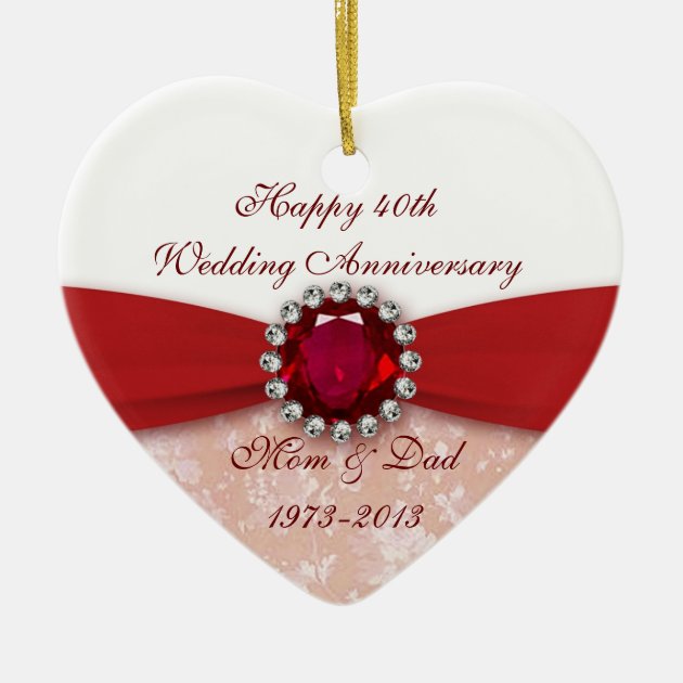 40th wedding anniversary christmas ornament