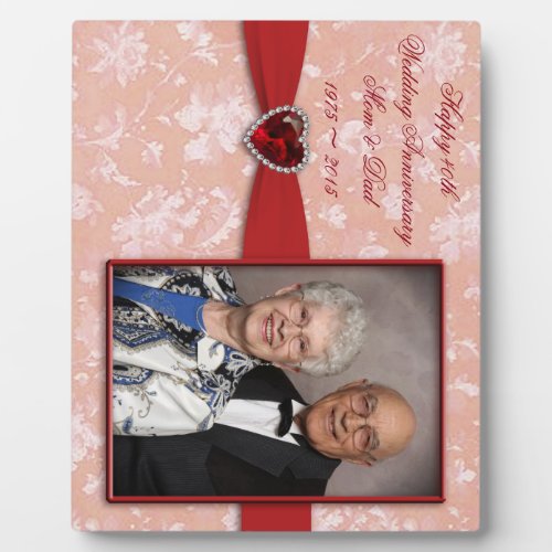 Damask 40th Wedding Anniversary Photo Plaque