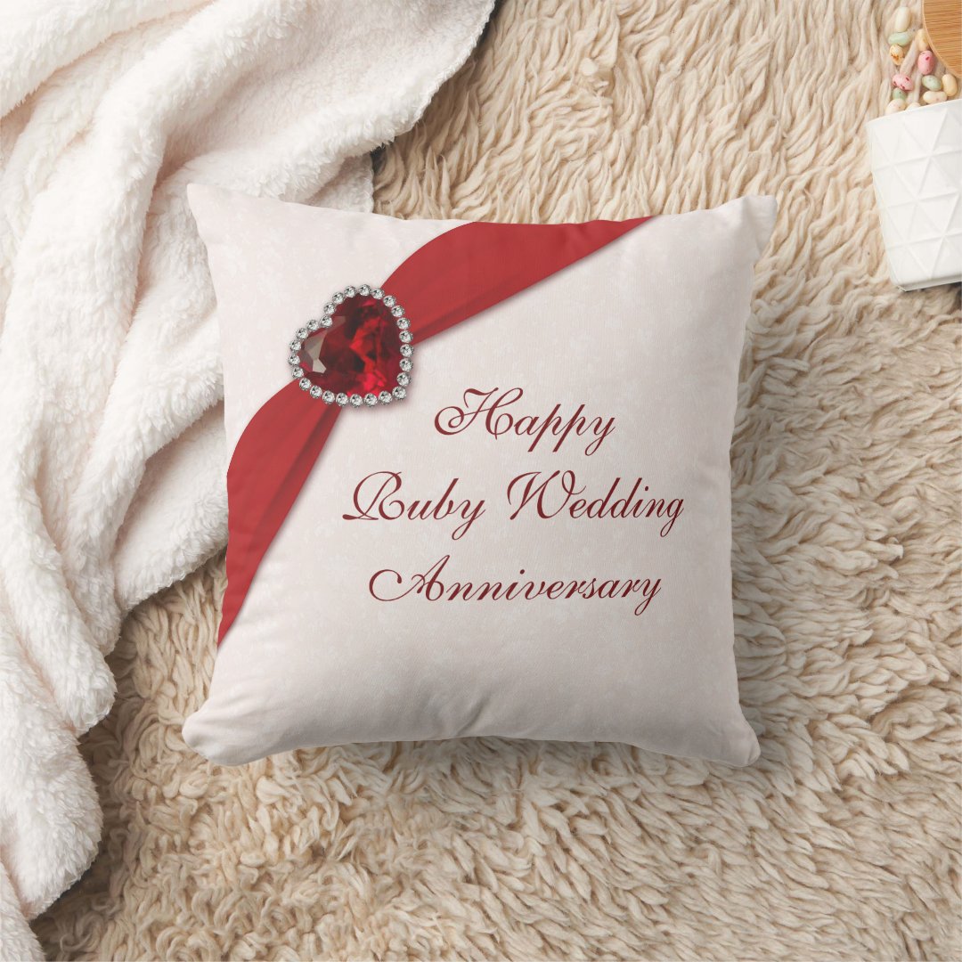 Damask 40th Wedding Anniversary Throw Pillow Zazzle