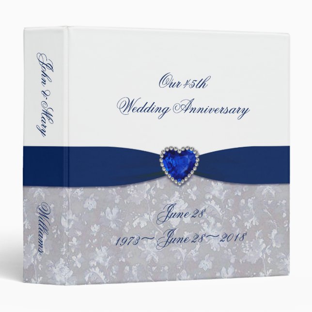 Damask 45th Wedding Anniversary 1.5" Binder (Front/Spine)