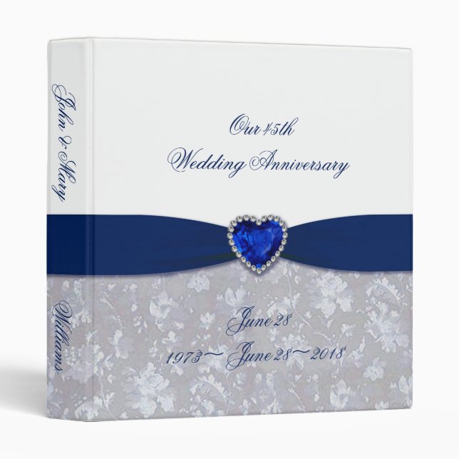 Damask 45th Wedding Anniversary 1" Binder (Front/Spine)