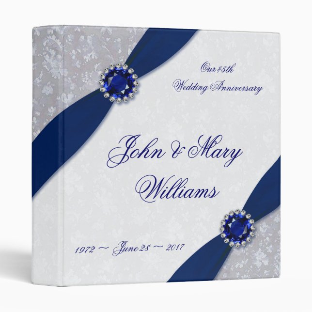 Damask 45th Wedding Anniversary 1in Binder (Front/Spine)