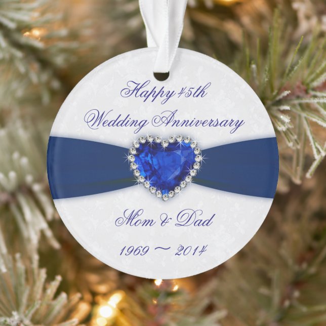 Damask 45th Wedding Anniversary Acrylic Ornament (Tree)