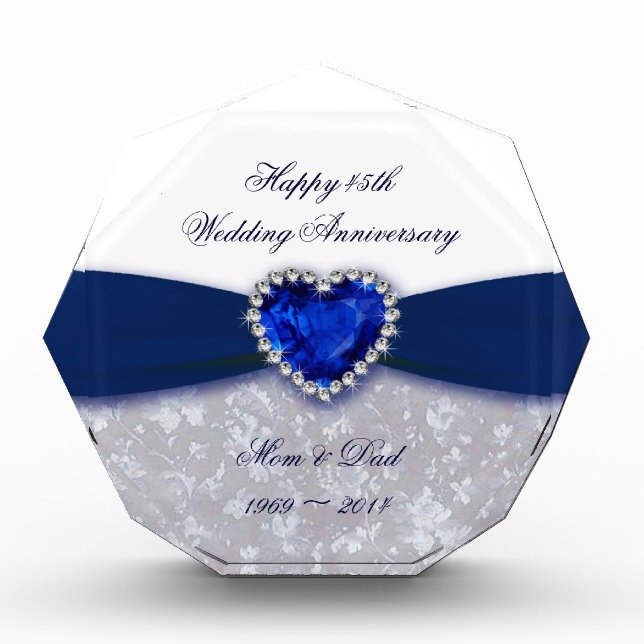 Damask 45th Wedding Anniversary Award (Front)
