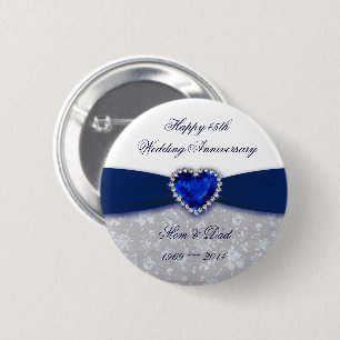 Damask 45th Wedding Anniversary Button