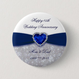 Damask 45th Wedding Anniversary Button
