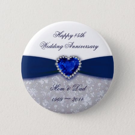 Damask 45th Wedding Anniversary Button