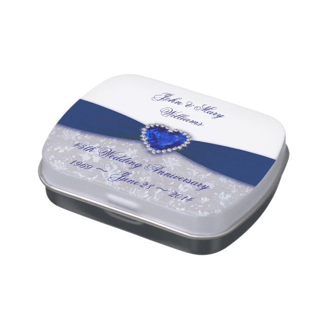 Damask 45th Wedding Anniversary Candy Tin (Side)