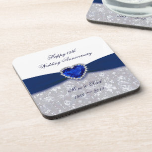 Damask 45th Wedding Anniversary Coaster
