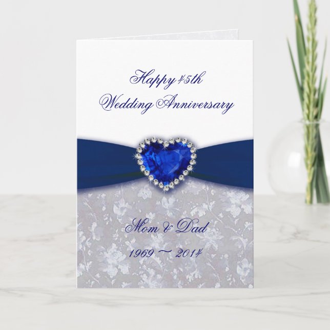 Damask 45th Wedding Anniversary Greeting Card (Front)