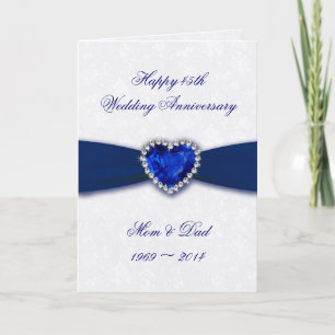 Damask 45th Wedding Anniversary Greeting Card