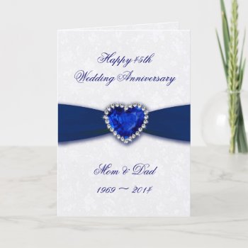 Damask 45th Wedding Anniversary Greeting Card by CreativeCardDesign at Zazzle
