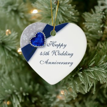 Damask 45th Wedding Anniversary Heart Ornament by Digitalbcon at Zazzle