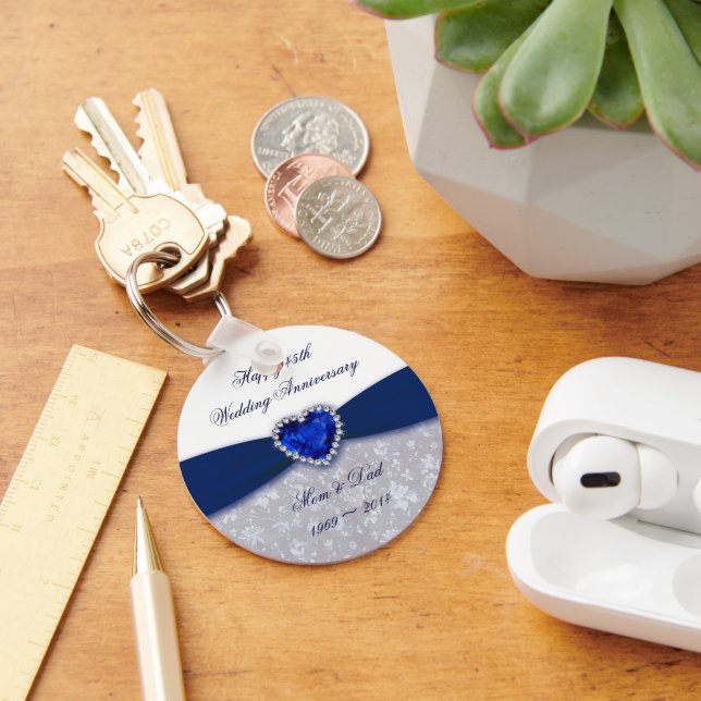 Damask 45th Wedding Anniversary Key Chain (Desk)