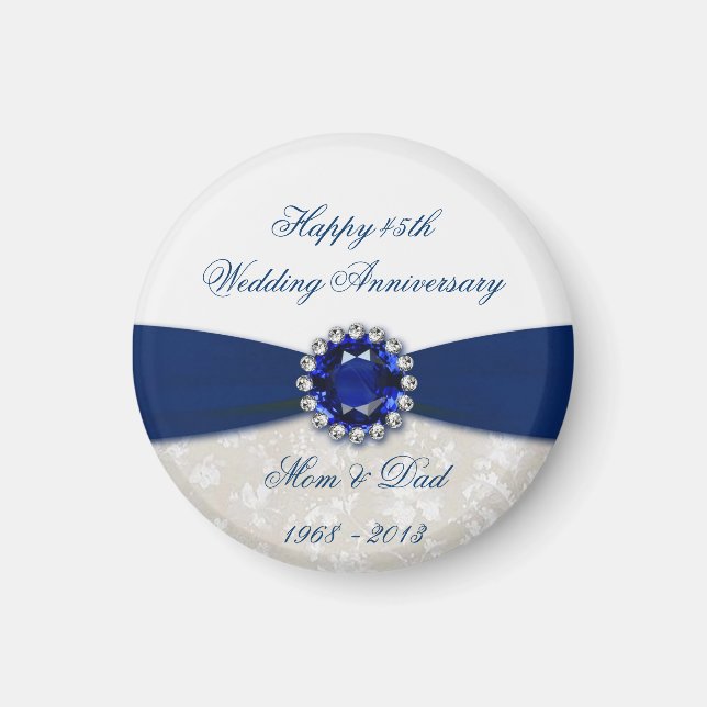 Damask 45th Wedding Anniversary magnet (Front)