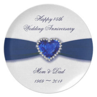 45th Wedding Anniversary Plates Zazzle Damask 45th Wedding Anniversary Melamine Plat Dinner Plate