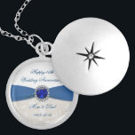 Damask 45th Wedding Anniversary Necklace<br><div class="desc">A Digitalbcon Images Design featuring a Blue Sapphire color and Damask theme with a variety of custom images, shapes, patterns, styles and fonts in this one-of-a-kind "Sapphire Wedding Anniversary" Necklace. This attractive and colorful design comes complete with customizable text lettering and image to suit your own special occasion. Say "Happy...</div>