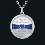 Damask 45th Wedding Anniversary Necklace<br><div class="desc">A Digitalbcon Images Design featuring a sapphire blue and white color and damask design theme with a variety of custom images, shapes, patterns, styles and fonts in this one-of-a-kind "Damask 45th Wedding Anniversary Design". With this attractive and elegant design choice you'll have all your decorations, gift ideas and party favors...</div>
