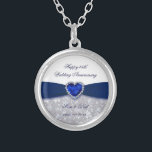 Damask 45th Wedding Anniversary Necklace<br><div class="desc">A Digitalbcon Images Design featuring a sapphire blue and white color and damask design theme with a variety of custom images, shapes, patterns, styles and fonts in this one-of-a-kind "Damask 45th Wedding Anniversary Design". With this attractive and elegant design choice you'll have all your decorations, gift ideas and party favors...</div>