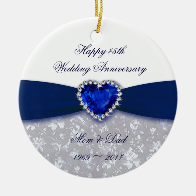 Damask 45th Wedding Anniversary Ornament (Front)
