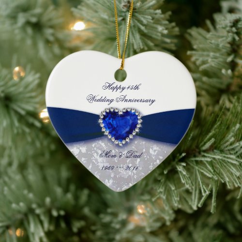 Damask 45th Wedding Anniversary Ornament