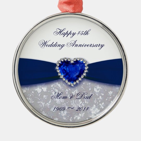 Damask 45th Wedding Anniversary Ornament