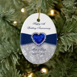 Damask 45th Wedding Anniversary Ornament