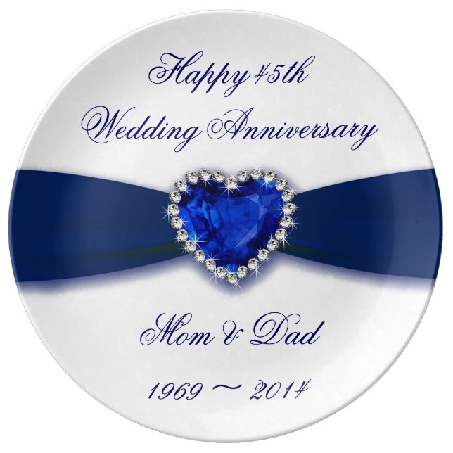 Damask 45th Wedding Anniversary Porcelain Plate (Front)