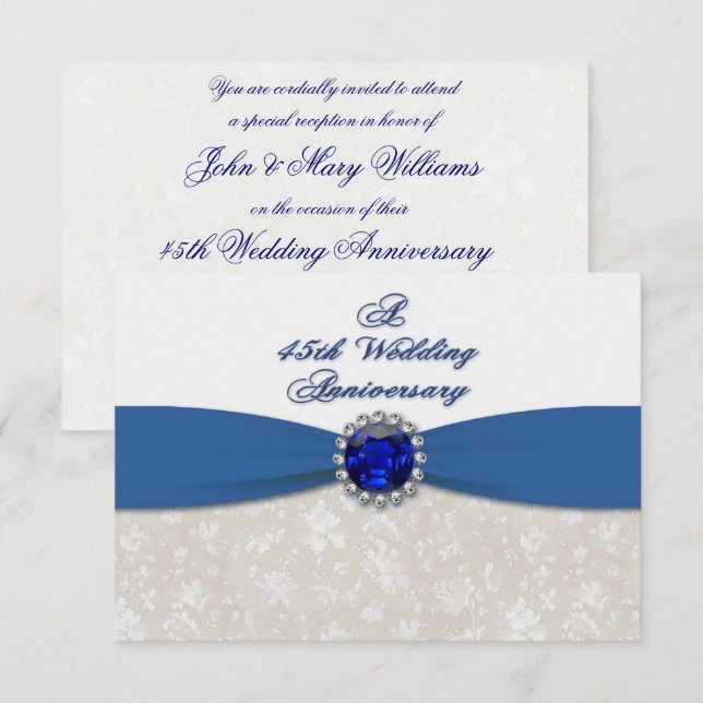Damask 45th Wedding Anniversary RSVP Invitation (Front/Back)