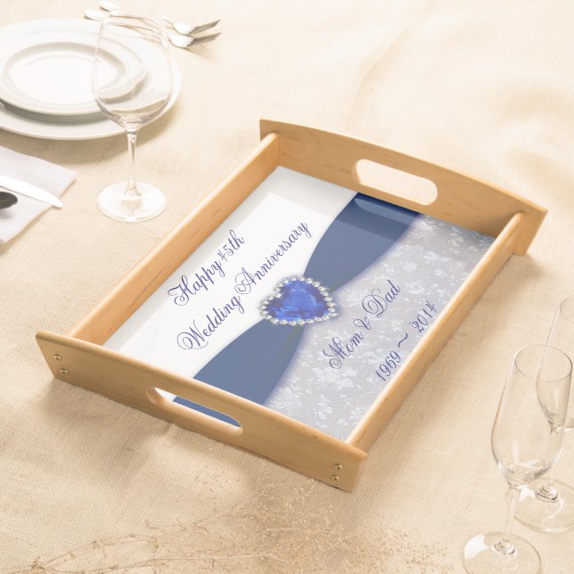 Damask 45th Wedding Anniversary Serving Tray (Front)