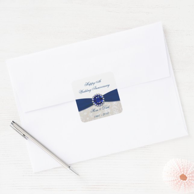 Damask 45th Wedding Anniversary Sticker (Envelope)