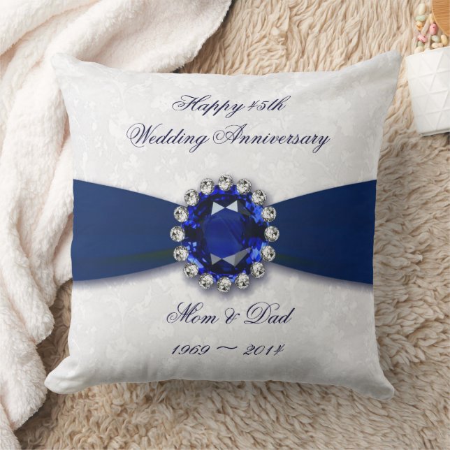 Damask 45th Wedding Anniversary Throw Pillow (Blanket)