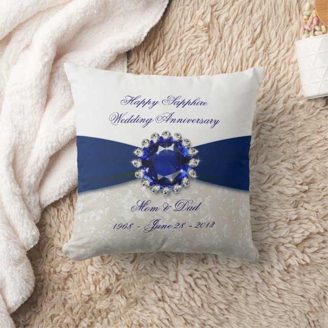Damask 45th Wedding Anniversary Throw Pillow (Blanket)