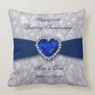 Damask 45th Wedding Anniversary Throw Pillow