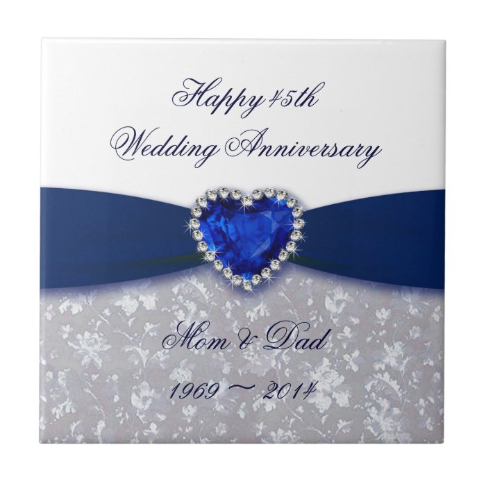 Damask 45th Wedding Anniversary Tile | Zazzle