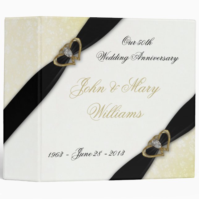 Damask 50th Wedding Anniversary Binder (Front/Spine)