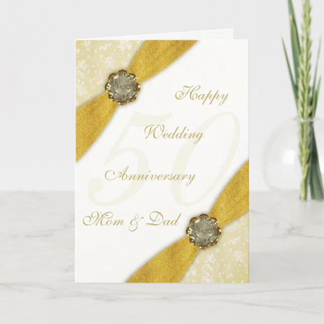 Damask 50th Wedding Anniversary Greeting Card | Zazzle