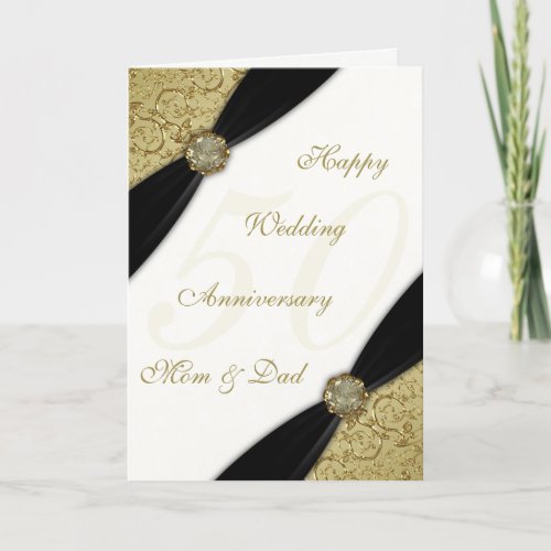 Damask 50th Wedding Anniversary Greeting Card