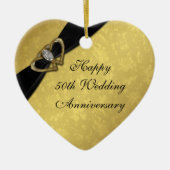 Damask 50th Wedding Anniversary Heart Ornament | Zazzle