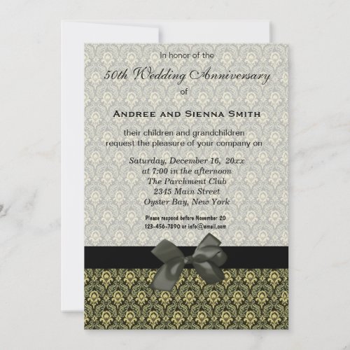 Damask 50th Wedding Anniversary Custom Invitation