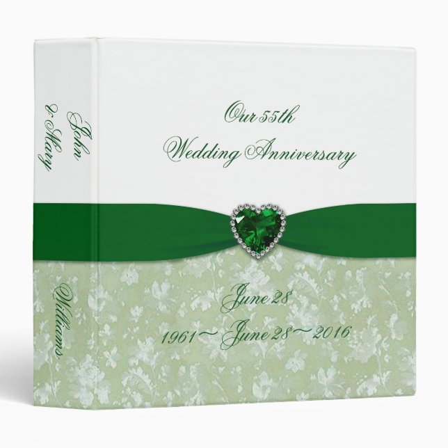 Damask 55th Wedding Anniversary 1.5" Binder (Front/Spine)