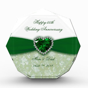 Damask 55th Wedding Anniversary Acrylic Award