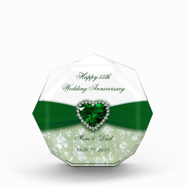 Damask 55th Wedding Anniversary Acrylic Award (Front)
