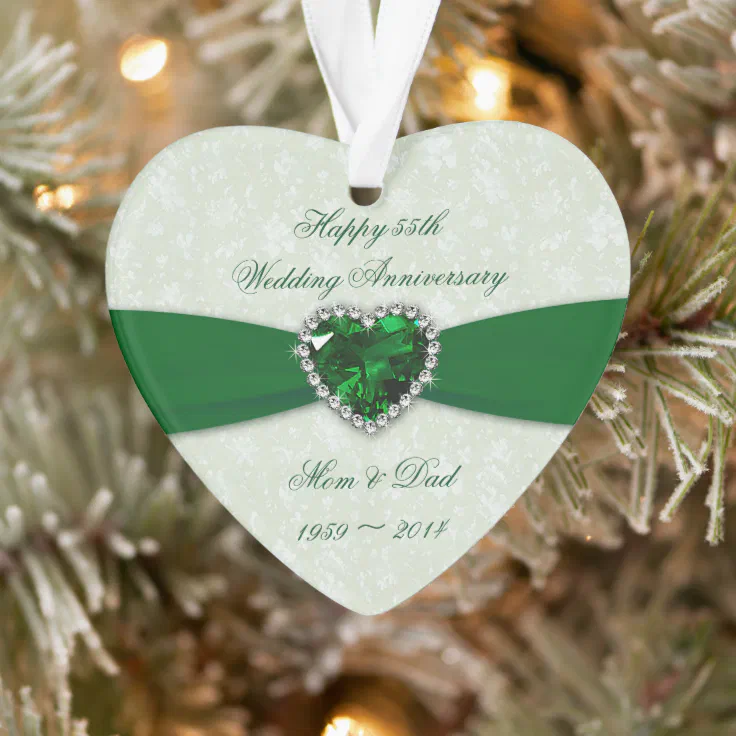 Damask 55th Wedding Anniversary Acrylic Ornament | Zazzle