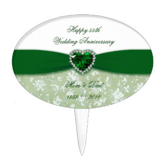 Damask 55th Wedding Anniversary Cake Topper