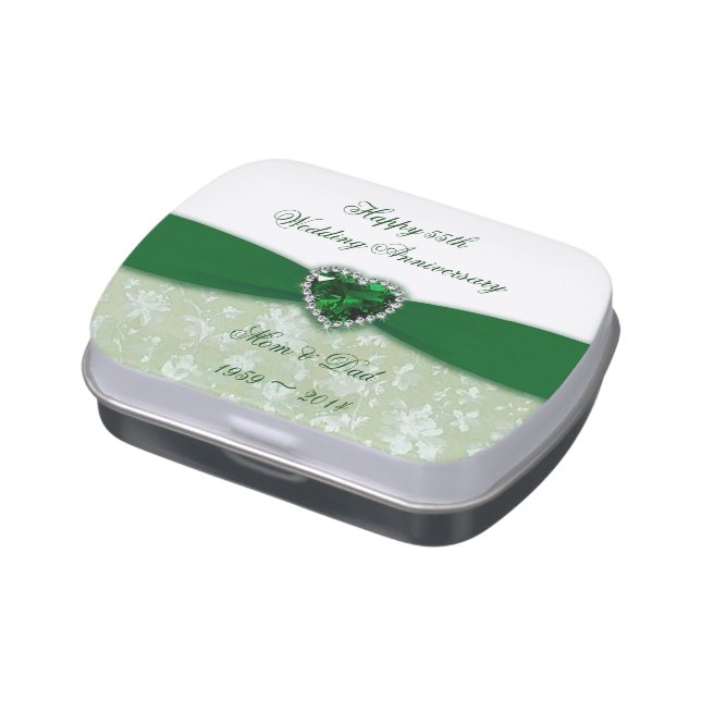 Damask 55th Wedding Anniversary Candy Tin (Side)