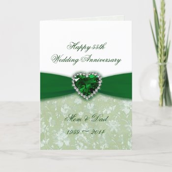 Damask 55th Wedding Anniversary Card by CreativeCardDesign at Zazzle